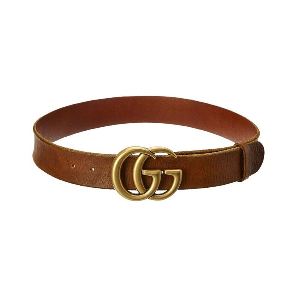 Gucci Gg Leather Belt, Brown